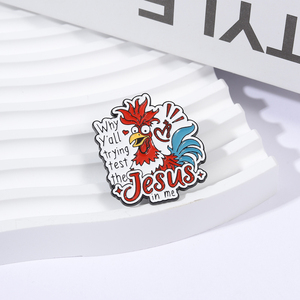 Broche religieuse émaillée Jésus Coq Rouge, motif 'Pourquoi vous essayez de <span class=keywords><strong>me</strong></span> tester, Jésus qui est en moi', pour sac, revers, badge, bijou, cadeau - Product Image 3
