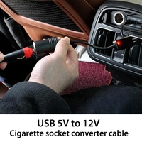 USB-C 5V sampai 12V pemantik rokok mobil soket Cig voltase langkah kabel catu daya untuk berkendara perekam GPS Dashcams