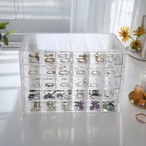 厂家直销时尚现代120网格收纳盒透明塑料珠宝收纳盒