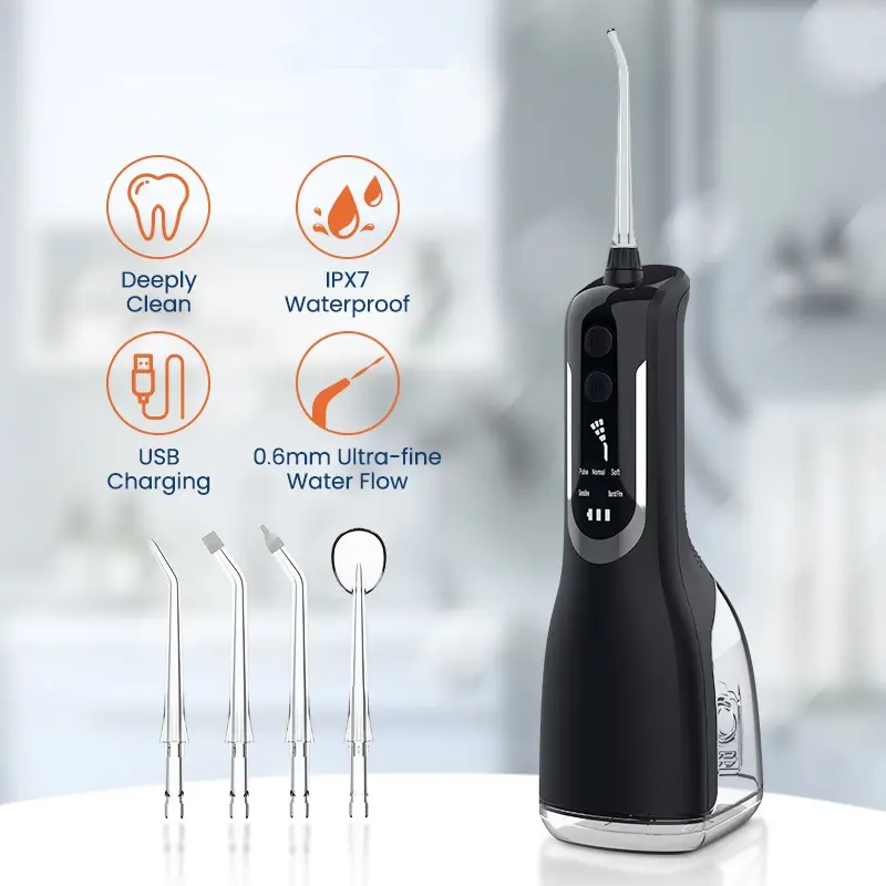 LY L12 flosser pembersih gigi nirkabel, kuat oral 300ml flosser air tahan gigi pembersih gigi untuk kawat gigi