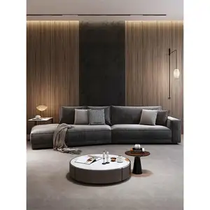 Темно-серые L-образные современные диваны для гостиной с 3 регулируемыми подголовниками