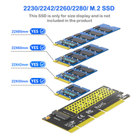 Adaptateur SSD M.2 NVME vers PCIE X16, 2280/60/42/30 SSD NVMe vers PCIe 3.0 GEN4 32Gbps Carte d'extension Nvme pour carte mère de bureau PC