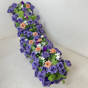 Arreglo de Flores Artificiales de Rosas Moradas, Decoración para Mesa de Boda, Camino de Mesa, Decoración Floral Premium para Matrimonio - Product Image 1