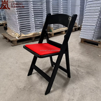Chaise pliante en résine avec coussin d'assise interchangeable, coussin blanc, noir, rouge en option, chaise de location pour mariage, banquet, événement