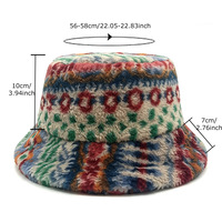 Topi Bucket Wanita Landfond Aksesoris Retro Motif Fair Isle, Tebal, Hangat, Vintage, Jacquard, Bulu Halus