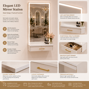 Miroir de salon LED moderne mural avec <span class=keywords><strong>table</strong></span> de coiffure et tiroir - Product Image 5