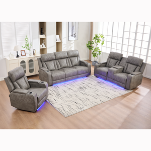 Offre Spéciale : Ensemble de Canapés <span class=keywords><strong>Électrique</strong></span>s 1+2+3 avec Lumières LED, Rangement et Table d'Appoint, Mobilier de Salon, Fonction Relaxante - Product Image 3