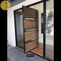 CBMMart Nouveau design isolation phonique verre trempé bois aluminium porte pour maison porte d'entrée extérieure villas bâtiment