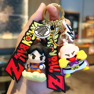 Cartoon cute anime dragon ball silicone keychain car bag doll pendant ornaments wholesale metal key chains