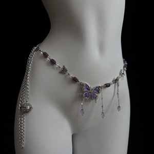 BANSEY Bijou de corps sensuel Papillon avec pinces à tétons, chaîne à clochettes, pinces de chatouillage et harnais de taille drapé pour femme, tenue de club - Product Image 5