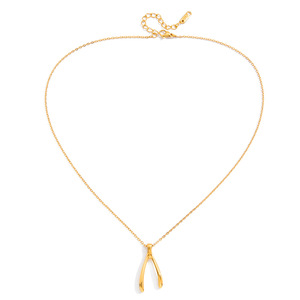 สร้อยคอจี้รูปกระดูกขอพรวันขอบคุณพระเจ้า ทอง 18K สแตนเลสสตีล ดีไซน์เรขาคณิต สำหรับผู้หญิง เครื่องประดับแฟชั่น - Product Image 5