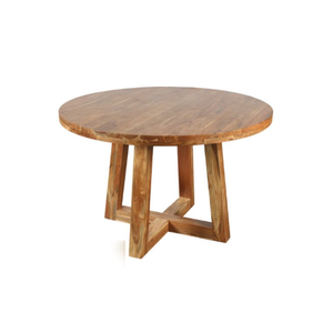 Mesa de restaurante redonda de madera maciza de Acacia natural y metal mesa redonda de madera de hierro para el hogar y muebles de mesa de comedor - Product Image 3