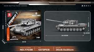 Ensemble de construction de char Leopard 1, 1273 pièces, échelle 1:26, modèle de véhicule en briques, jouet de construction éducatif pour les amateurs - Product Image 5