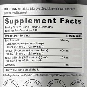 Oem nam tuyến tiền liệt bổ sung tăng cường phức tạp viên nang cho người đàn ông có chứa Saw Palmetto và stinging nettle viên nang - Product Image 3