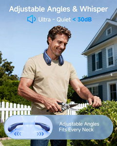 พัดลมคล้องคอแบบพกพา รุ่นใหม่ ทันสมัย แบตเตอรี่ 5000mAh ไร้ใบพัด ชาร์จซ้ำได้ ความเร็วเดียว ใช้งานได้นาน 20 ชั่วโมง เงียบ ลมหมุนได้ 360 องศา ใช้กลางแจ้งได้ - Product Image 4