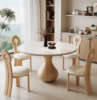 Multifunktionaler Italienischer Moderner Kleiner Runder Esstisch mit Drehplatte und Massivholzbeinen für Hotel, Apartment und Nordisches Zuhause