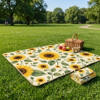 Grande couverture de pique-nique imprimée tournesol, pliable, pour le camping et les réunions de famille