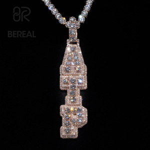 Luxury Vvs Moissanite Letter 3D Chain Pendant Custom Iced Out Hip Hop Pass Diamond <b>Tester</b> Round Cut Diamond Name Pendant Jewelry - Product Image 1