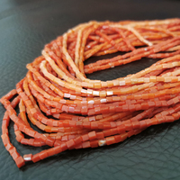 Perles de corail rouge naturel authentique de 3 mm, carrées, pierres de guérison, kit de bracelets de taille et colliers, accessoires de bijoux DIY en pierre