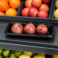 Barquette rectangulaire jetable en PET pour fruits frais, légumes, viande, pâtisseries, bonbons, snacks, fêtes, vente au détail, épicerie, vente en gros, personnalisable OEM