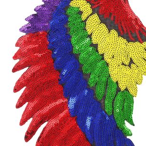 Mới Đến Lớn Phim Hoạt Hình Đầy Màu Sắc Sequin Cánh 3D Vòng Chenille Vải Các Bản Vá Lỗi Thân Thiện Với Môi Sắt Trên Quần Áo Phụ Kiện - Product Image 3