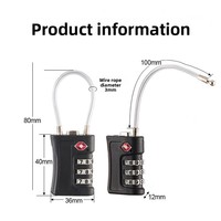Cadenas à combinaison multicolore compatible TSA avec câble en acier et mot de passe pour casier de gym, modèle 716, origine Chine