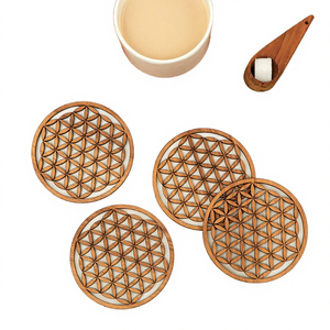 Sous-verres ronds en bois écologiques avec découpe, design européen, pour les fournitures de fête et les décorations murales - Product Image 4