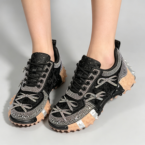 Zapatillas <span class=keywords><strong>Deportivas</strong></span> de Plataforma con Lazo y Pedrería para <span class=keywords><strong>Mujer</strong></span>, Zapatos Casuales Brillantes para Caminar - Product Image 6