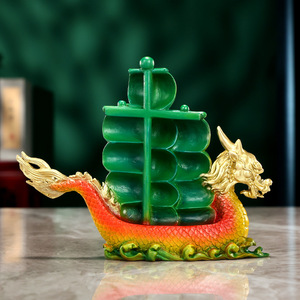 Ornement coloré en cuivre en forme de voilier, empilable, décoration de bureau Feng Shui pour la maison, le bureau, cadeau du nouvel an chinois - Product Image 4