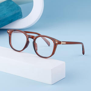 Lunettes optiques rondes ZS-98121, monture en plastique et métal, monture intégrale unisexe, légères, protection contre la lumière bleue, verres plats - Product Image 1