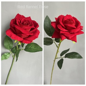 Fleur artificielle en gros, <span class=keywords><strong>rose</strong></span> rouge, 3-5 têtes, tête unique, décoration de mariage, fleur artificielle bon marché pour le commerce extérieur - Product Image 3