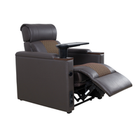 Fauteuil inclinable manuel en cuir PU avec table-bac, idéal pour le home cinéma et le salon
