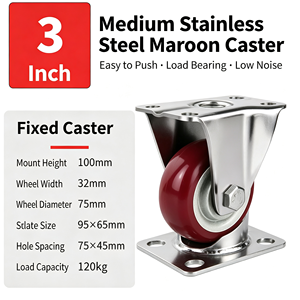 rigid caster fixed mount non swivel straight line movement excellent for four wheel cart configuration - Product Image 4