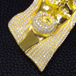 Liontin Kepala Yesus Besar Berlapis Emas Perak + Moissanite Gaya Hip-hop Baru, Hadiah untuk Pria. - Product Image 5