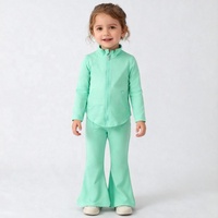 Fabricants de vêtements personnalisés pour enfants, pantalons de sport évasés, veste zippée intégrale, vêtements de sport, ensembles de sport 2 pièces, ensemble de yoga pour filles