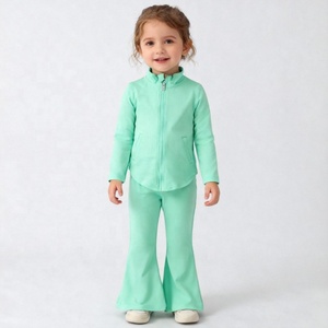 <span class=keywords><strong>Fabricantes</strong></span> de Ropa Personalizada para Niños, <span class=keywords><strong>Pantalones</strong></span> Deportivos Acampanados, Chaqueta con Cremallera Completa, Ropa Deportiva, Conjuntos Deportivos de 2 Piezas, Conjunto de Yoga para Niña - Product Image 2