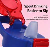 Bouteille d'eau en plastique grande capacité 500 ml avec paille et bec verseur, anti-fuite, poignée portable, large ouverture facile à nettoyer pour le sport