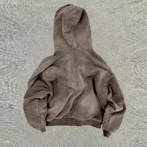 High Quality Heavyweight 500Gsm Oversized Hoodie Customized Digital Printed Acid Wash Aged Boxy Cropped Zipper Men's Hoodie - Product Image 2