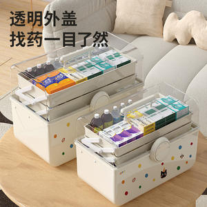 大容量3層透明ポータブルメディシン収納ボックスふた付き多機能メディカルキット持続可能なデザイン - Product Image 4