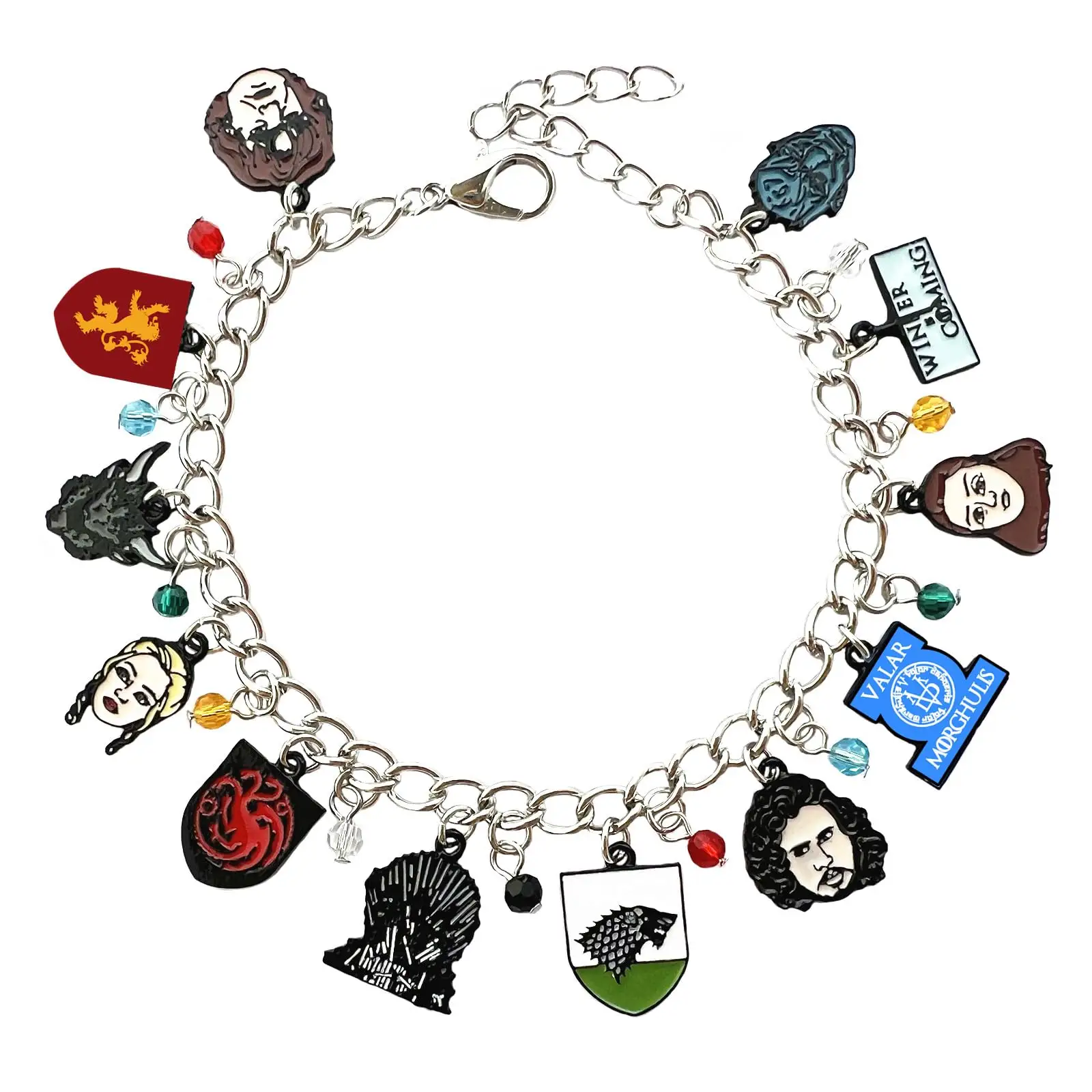 Vente en gros de jeux télévisés colorés et personnalisés en alliage de zinc Game of Thrones House of the Dragon Charm Bracelet