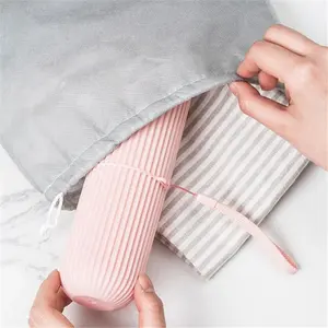 Estuche de viaje para cepillo de dientes con rayas verticales, vaso portátil para enjuague bucal, vaso para cepillarse los dientes, caja para artículos dentales, cartucho de almacenamiento para pasta de dientes - Product Image 5