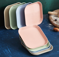 Assiettes à apéritif personnalisées en paille de blé, incassables, 8,3 pouces, rectangulaires, vaisselle en plastique pour pique-nique