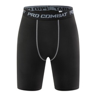 Shorts de compression sportifs pour hommes, taille élastique, logo personnalisé, en spandex tricoté, sous-vêtements de course athlétiques, séchage rapide