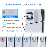 Refroidisseur latéral RGEEK avec lumière LED 2 ports USB Ventilateur de refroidissement 5V 2.4A Refroidisseur latéral pour console de jeu PS5 SLIM