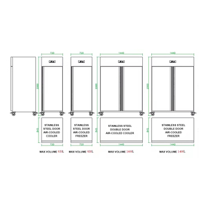 Oem thương mại nhà bếp tủ lạnh tủ đông 630L 1400L thép không gỉ thẳng đứng đầu gắn với làm mát không khí Defrost tính năng - Product Image 3