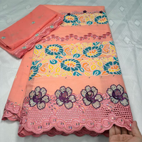 Tissu en dentelle suisse africaine NI.AI avec pierres, ensemble 2-en-1, broderie en coton pour robe de soirée nigériane