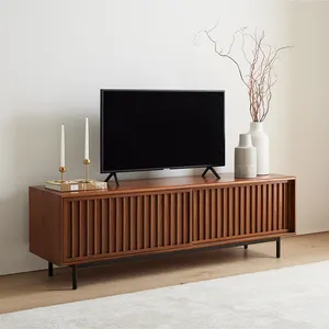 Vermont Nieuwste Design Woonkamer Huismeubilair Moderne Luxe Tv-Standaard Kast Met Houten Nerf Riet Deurpaneel