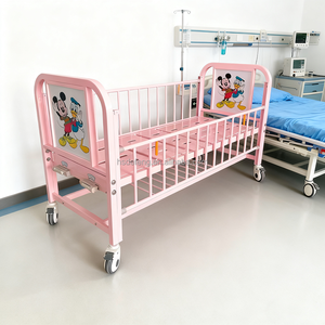 เตียงเด็กโรงพยาบาลเหล็กสีชมพูคุณภาพสูงสำหรับโรงพยาบาล ขายส่งจากโรงงาน - Product Image 5
