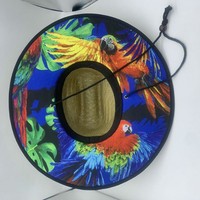 Chapeau de paille unisexe en gros, impression numérique personnalisée, style sauveteur américain, sombrero de plage, surf, toutes saisons, réglable