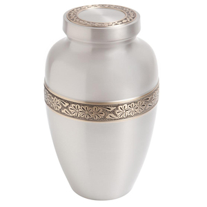 Classic Metal Urn with Rose Embossment Matte Finish Handmade Traditional Design Sympathy Occasion ashes Elegant funeral urn - Product Image 6